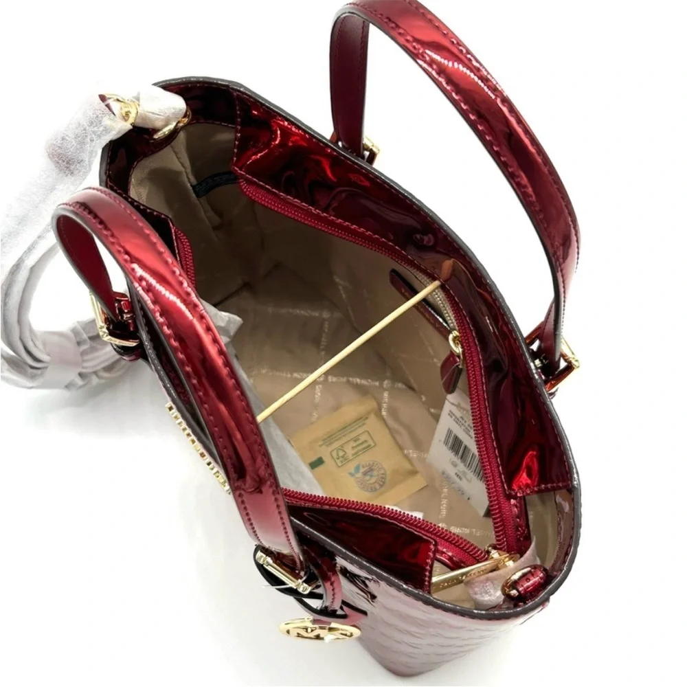 Michael Kors Jet Set Travel Extra-Small Logo Top-Zip Tote Bag Cherry